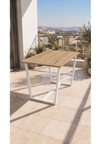 Neokas Beyaz Balkon Masası, 60x90 Cmbahçe Sehpası, Balkon Mobilyası Orta Masa