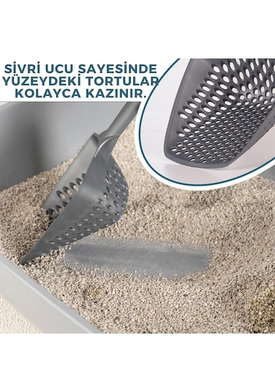 Küçük Delikli Kedi Kumu Eleme Küreği, İnce Taneli Dar Aralıklı Pet Tuvalet Temizleme Eleği Süzgeç
