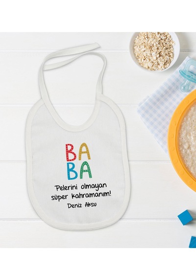 BK Kids Kişiye Özel Baba Tasarımlı Bebek Mama Önlüğü - Model 2