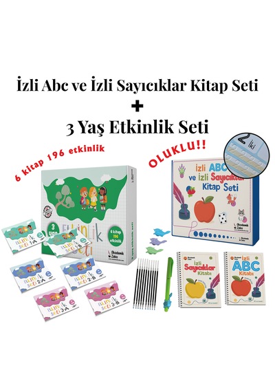 3 Yaş Etkinlik Seti 6 Kitap 196 Etkinlik - İzli Abc Ve Sayıcıkl