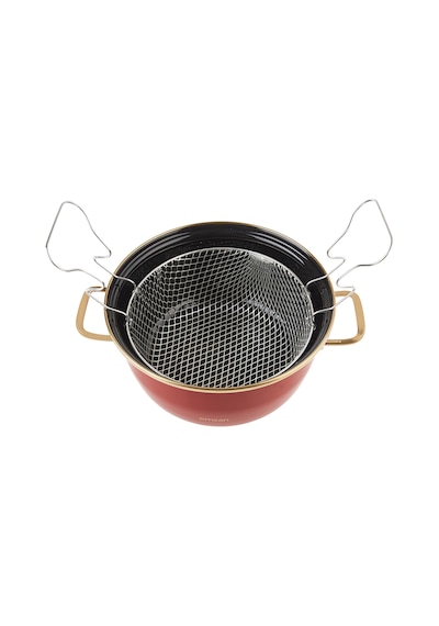 Emsan Retro 24 Cm Emaye Kızartma Tenceresi Kırmızı Diğer