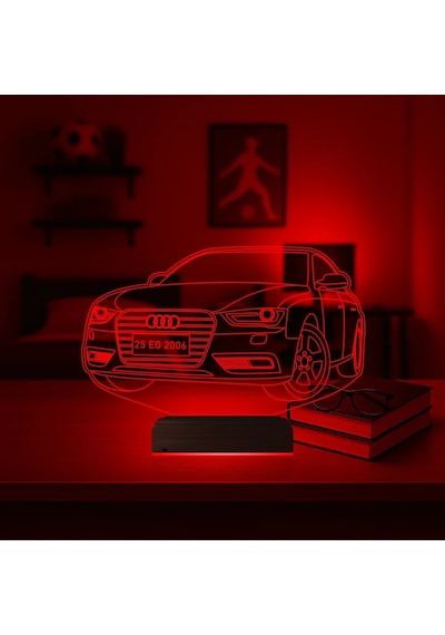 Luvivia Audi Tasarım Kişiye Özel 3d Lamba - Masa Gece Lambası Şeffaf