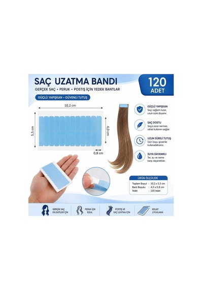 Saç Uzatma Bandı 4 X 0,8 Cm Çift Taraflı Yapışkanlı Yedek Bant Postiş Peruk Ve Saç Eklentisi İçin 12
