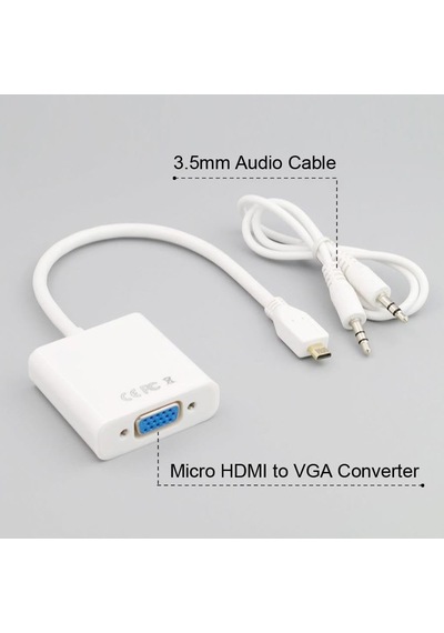 Micro Hdmi To Vga Çevirici Dönüştürücü Adaptör Ses Destekli Sku: Smg8690010126733