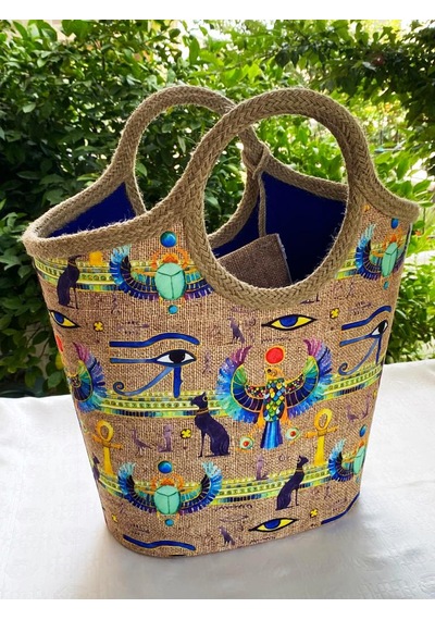 Jüt Hasır Afrikan Birds Plaj Çantası Çok Renkli