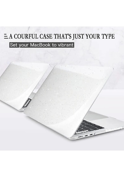 Apple Uyumlu MacBook Air 15 Inç M2 Çip A2941 Tam Alt Üst Kılıf + Klavye Kılıfı + Ekran Koruyucu Film Simli