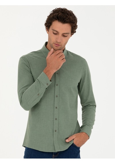 Cacharel Açık Yeşil Slim Fit Uzun Kollu Gömlek Acık Yesıl
