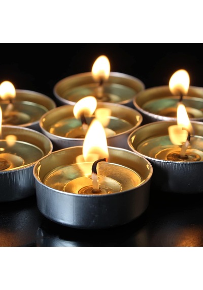 Kokusuz Tealight Mumlar - 100'lü Paket Tealight Mumlar - 4+ Saat Yanma Süresi - Avuç Mumu, Temiz Yanan Beyaz Adak Dum Çok Renkli