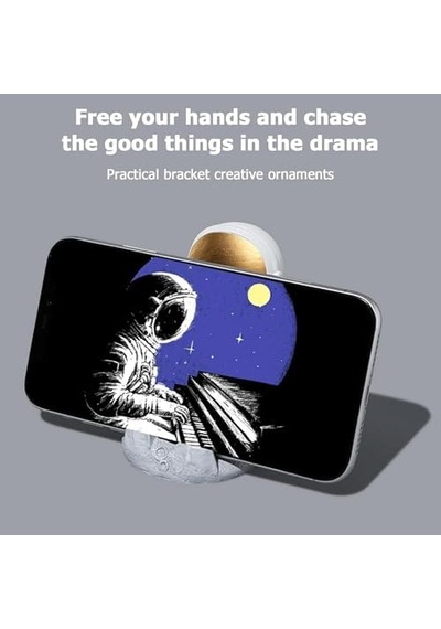 Astronot Telefon Standı Telefon Tutucu Tablet Standı Ergonomik Ve İşinizi Kolaylaştırır Kibar Ve Şık Görünümü İle Tahmininizden Çok İş Yapar Dekoratif Yapısı İle Hoş Bir Görüntü Sunar Gümüş Kafa