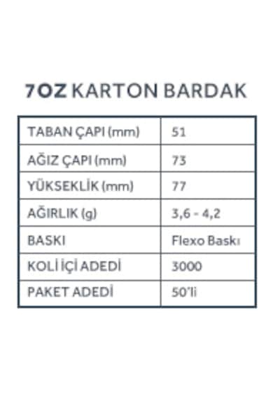 Kağıt Karton Bardak Tek Kullanımlık Çay Kahve Bardağı - 7 Oz - 3000 Adet / Koli