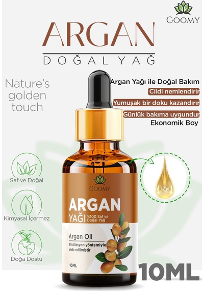 Goomy Argan Yağı Soğuk Sıkım 10 Ml %100 Saf Ve Doğal Argania Spinosa Oil