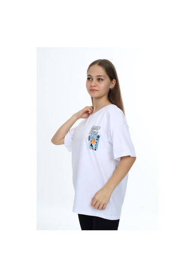 Toontoy Kids Toontoy Kız Çocuk Baskılı Tişört Beyaz