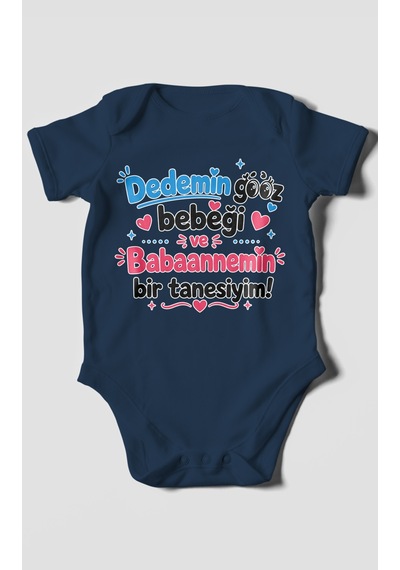 Morivokids Dedeye Ve Babaanneye Özel Kısa Kollu Bebek Body %100 Pamuk Zbn151-kk Lacivert