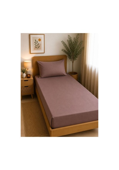 Tek Kişilik Lastikli Çarşaf Takımı 120x200cm Gül Kurusu Gül Kurusu