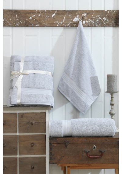 Eponj Home 2li Banyo Havlu Seti 90x160cm +50x90cm Ds A.gri A.gri