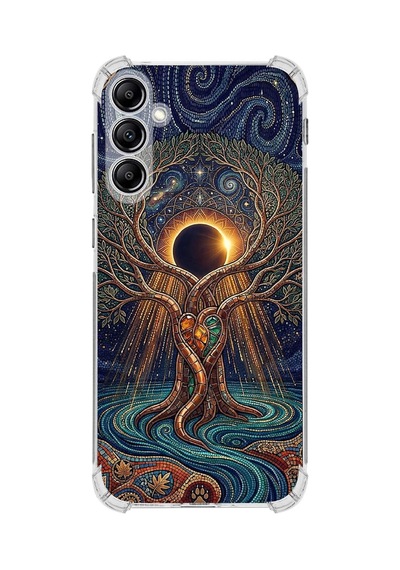 Printify Samsung Galaxy A24 İle Uyumlu Simya Serisi Kozmik Denge Tasarımlı Uv Baskılı Köşe Korumalı Antişok Kılıf Şeffaf