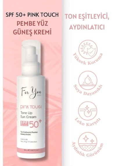 Pink Touch Spf 50 Ton Eşitleyici, Aydınlatıcı Pembe Yüz Güneş Kremi Pa Spf 50