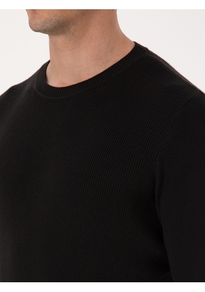 Cacharel Siyah Slim Fit Pamuk Karışımlı Bisiklet Yaka Selanik Örgü Triko Kazak Cacharel Siyah Slim Fit Pamuk Karışımlı Bisiklet Yaka Selanik Örgü Triko Kazak