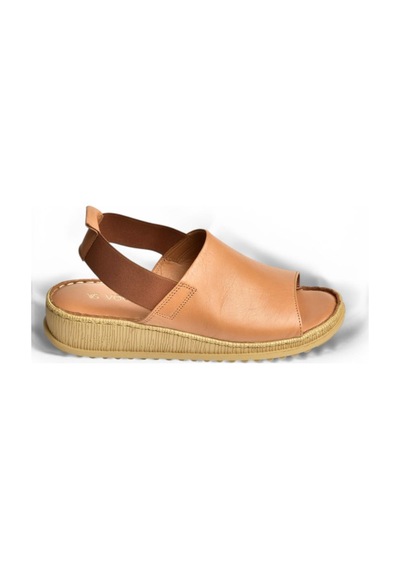 Fox Shoes Y555541303 Taba Hakiki Deri Alçak Tabanlı Kadın Sandalet