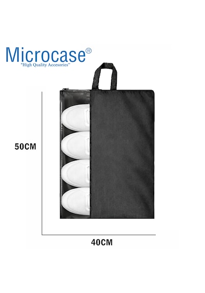 Microcase Çok Amaçlı Şeffaf Pencereli Ayakkabı Düzenleyici Seyahat Çantası Hurç 50x40 Cm 5 Adet Al5502 Siyah