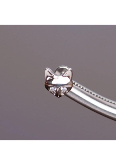 %100 G23 Titanyum Tilki Zirkon Titanyum 6x1.2mm Labret Kıkırdak Piercing Gri