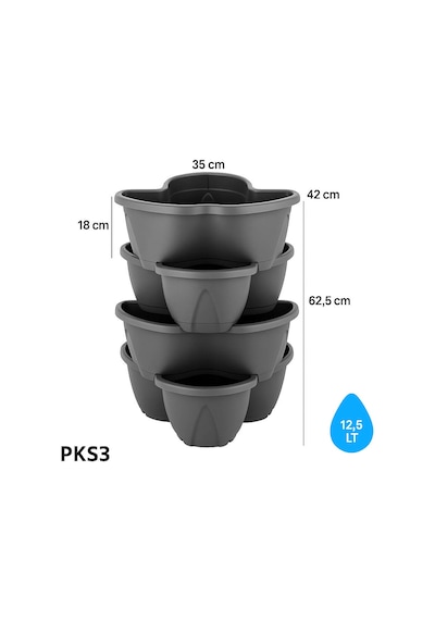 Serinova Pamukkale Saksı 4'lü Set 12,5 Lt No 3 01526676