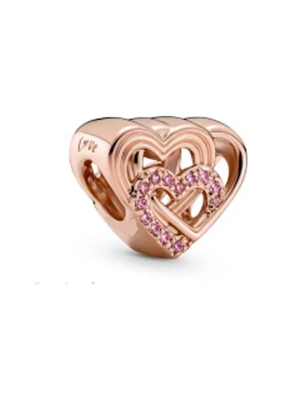 Fubena Rose Rengi Taşlı Kalp Charm
