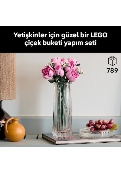 LEGO®  Botanicals Pembe Gül Buketi 10374 - Yetiskinler için 4 Bahar Çiçegi Içeren Dekoratif Çiçek Modeli Yapim Seti (789 Parça)