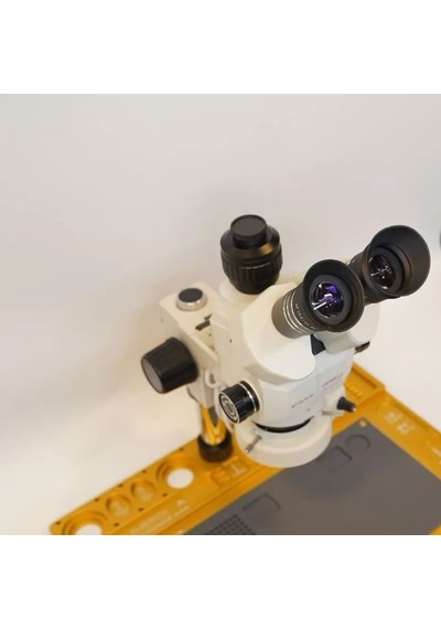 Myscope Td-7s Kamera Yuvalı Profesyonel Trioküler Beyaz Kafa Tamir Mikroskobu Geniş Gold Çalışma Tablası My-7s
