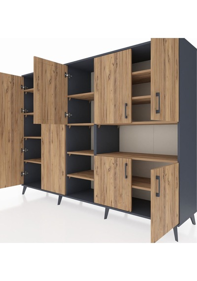Hyperion Dolap 13 Raflı 7 Kapaklı 220x44x163 Antrasit-çam Atlas Çam - Antrasit Hyperion Dolap 13 Raflı 7 Kapaklı 220x44x163 Antrasit-çam Atlas Çam - Antrasit