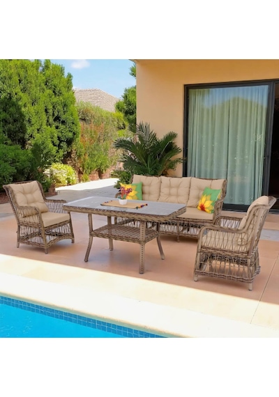 Lavida Bahçe Oturma Takımı Rattan Bahçe Balkon Takımı 3+1+1 Ve Sehpa Diğer