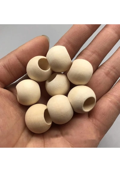 100 Gr 100 Adet Ahşap Boncuk 15 Mm Çap X 10 Mm Delik Doğal Yuvarlak Ahşap Makrome El İşi Çanta