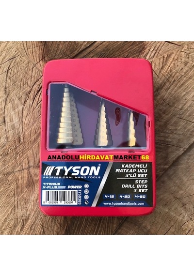 Tyson 3Parça Kademeli Metal Delici Set Ahşap Delme Seti 4Mm 30Mm