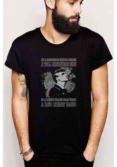 Peaky Blinders On A Gathering Storm Baskılı Siyah Erkek Tshirt