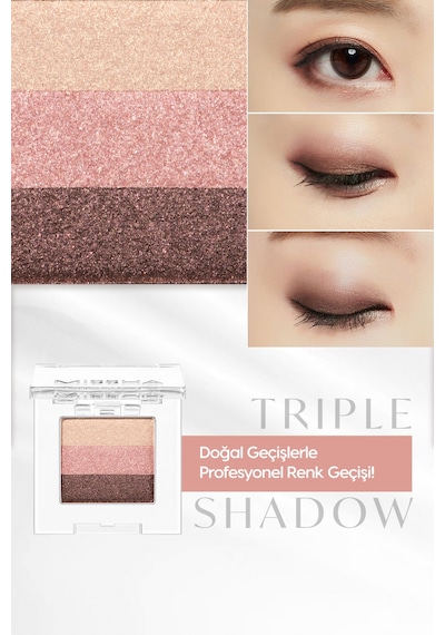 Yumuşak Dokulu, Dökülme Yapmayan 3 Renkli Göz Farı Triple Shadow No.1 Brownie Pink 1
