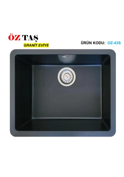 Öztaş ÖZ-43s Granit Mutfak Eviye Siyah Tek Gözlü 43 x 55 CM