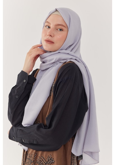 Mirsoy Scarf Çizgi Desen Pamuk Jakar Şal - Buz Mavi Buz Mavi