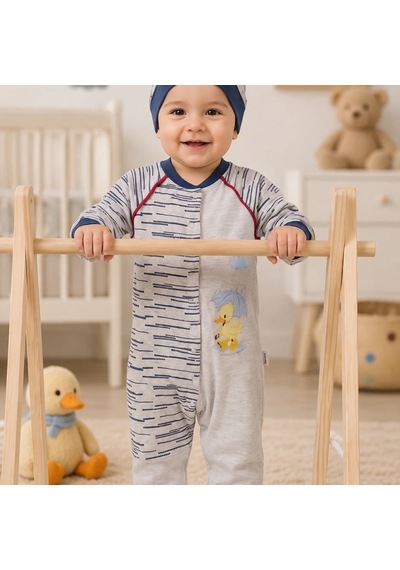 Candar Ördek Nakışlı Bebek Tulumu 3/12 Ay Lacivert
