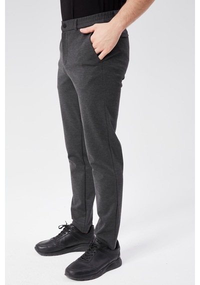 Erkek Beli Yarım Lastikli Arka Cep Fermuarlı Slim Fit Pantolon Antrasit Antrasit Erkek Beli Yarım Lastikli Arka Cep Fermuarlı Slim Fit Pantolon Antrasit Antrasit