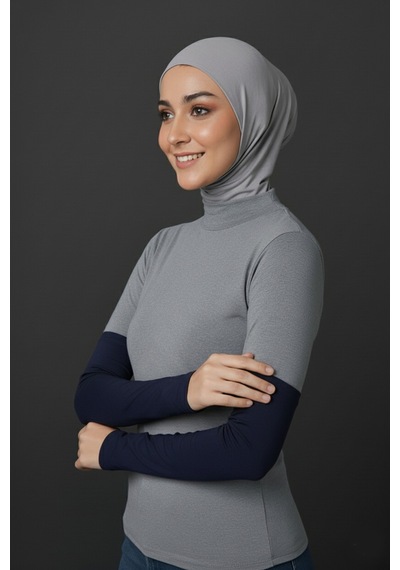 Sonbaharmoda Kadın Tesettür Likralı Esnek Düz Penye Kolluk Lacivert