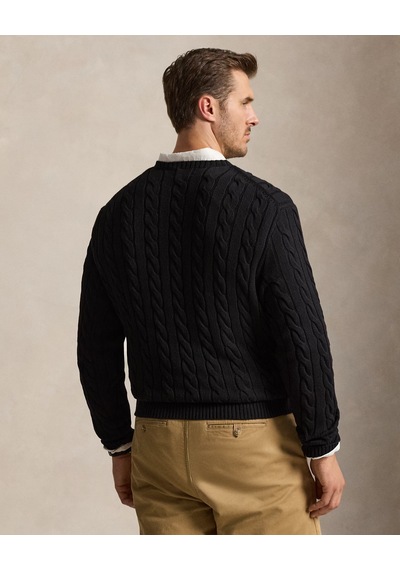 Polo Ralph Lauren Saç Örgü Dokulu Erkek Kazak Siyah