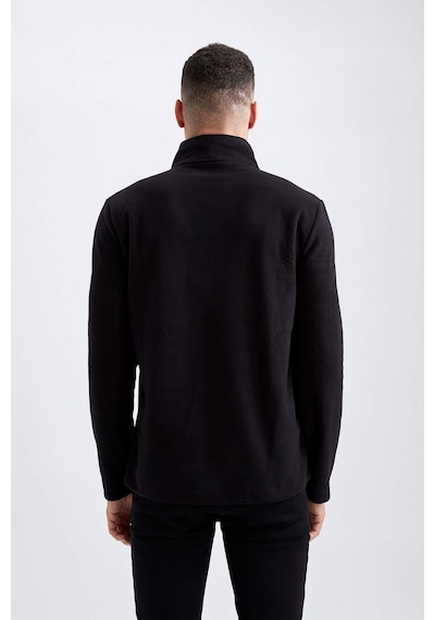 DeFacto Siyah Tüylenme Yapmayan Soğuk Geçirmez Regular Fit Dik Yaka Fermuarlı Polar Sweatshirt Y3996AZNSBK81