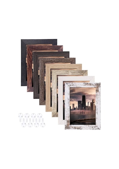 Tr 4x6 Resim Çerçeveleri 8'li Set, Rustik Resim Çerçeveleri Çok Ahşap Renkli, Ekran Fotoğrafları 4x6 İnç, Duvar