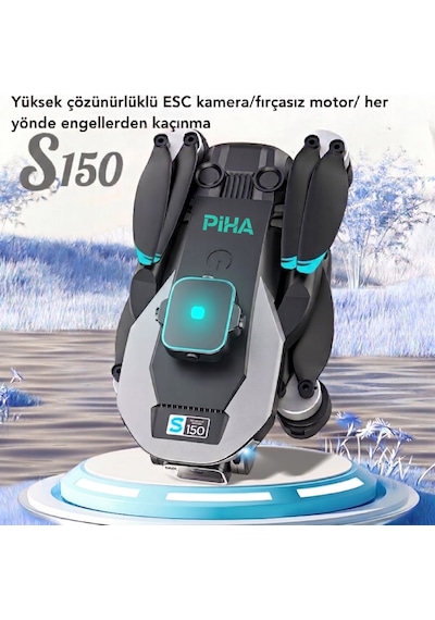 Piha S150 Drone Fırçasız Motor 2batarya ile 30DAKIKA Uçuş Süresi 1080P Hd Hareketli Kamera Engelden Kaçınma Modu