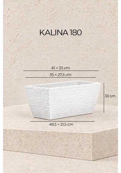 Bostann Dekoratif Saksı - Kalına 180 - 48l - Beyaz