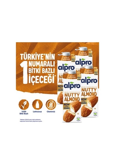 Badem Sütü 4x1 L Vegan Laktozsuz Besin