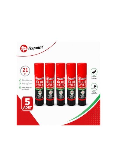 Fixpoint Glue Stick Yapıştırıcı 21 Gr 5 Adet Solvent İçermez Kağıt Karton Okul Ofis Kırtasiye Yapıştırıcısı