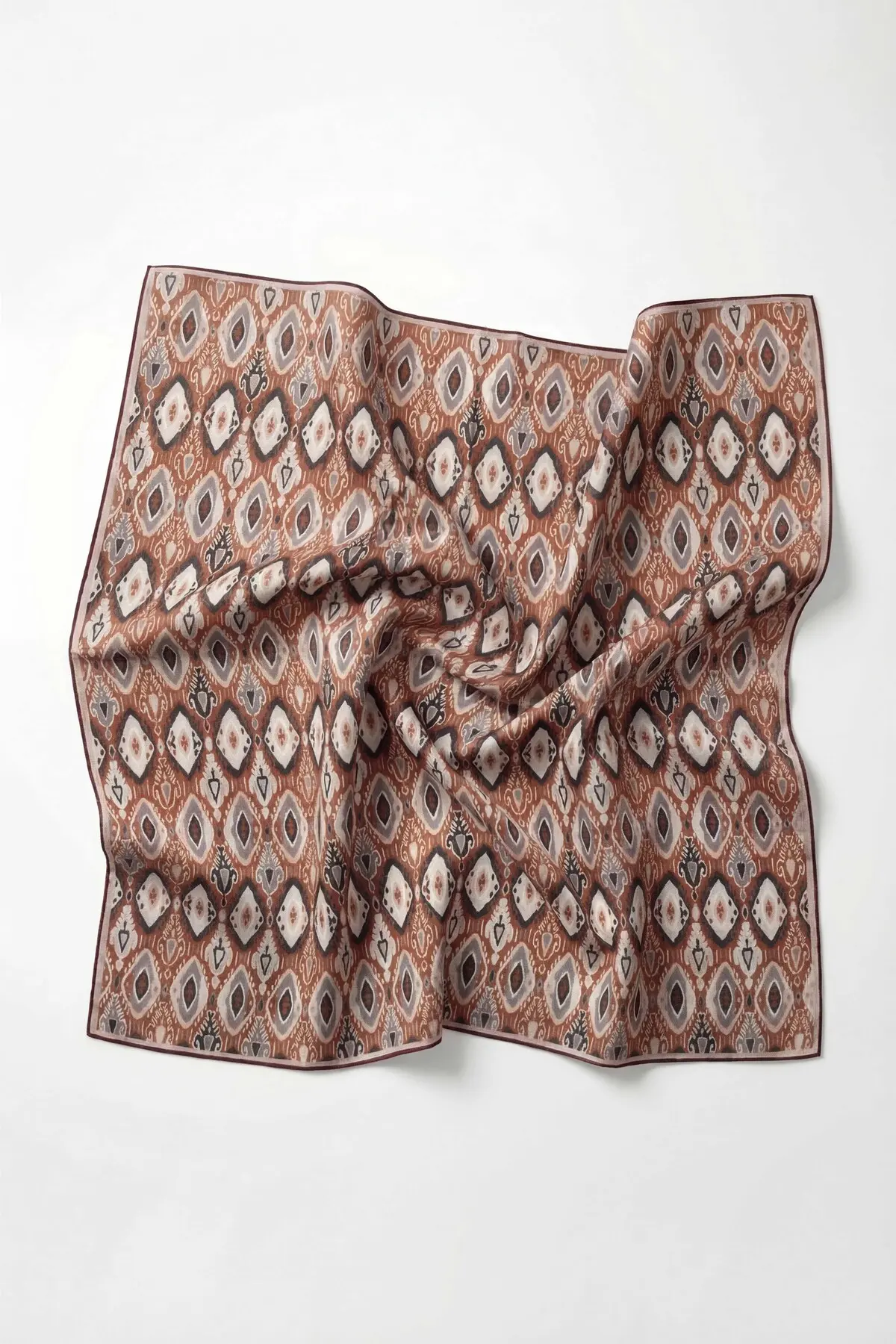 Silk Home Pamuk Karışımlı Soft Eşarp Baklava Desen Taba 90x90