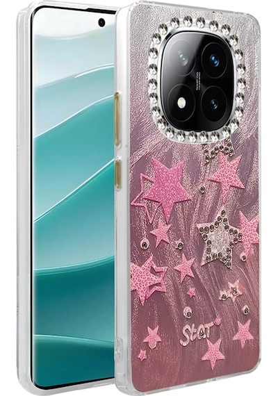 Newface Xiaomi Redmi Note 14 Pro 4g Kılıf Blade Aynalı Desenli Kapak - Desen 7 Pembe