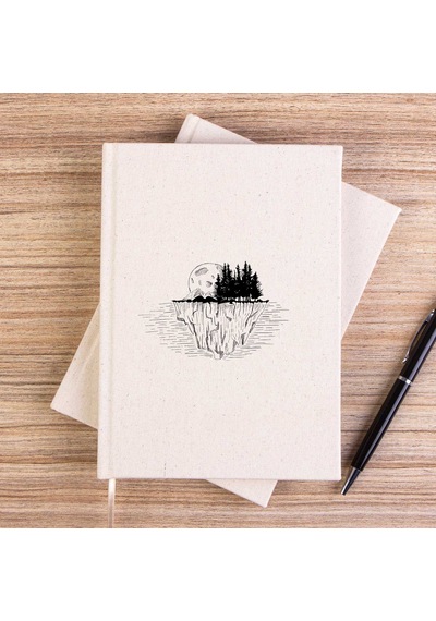 Moon Mountain Landscape Çizgisiz Kanvas Defter Krem